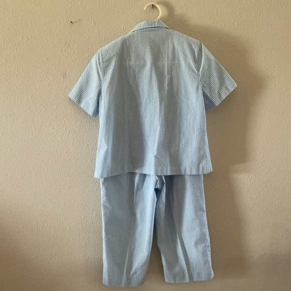 Vtg Alfred Dunner Capri Set Blue/White Stripe Seersucker Grandmacore Size 10P - Picture 2 of 16